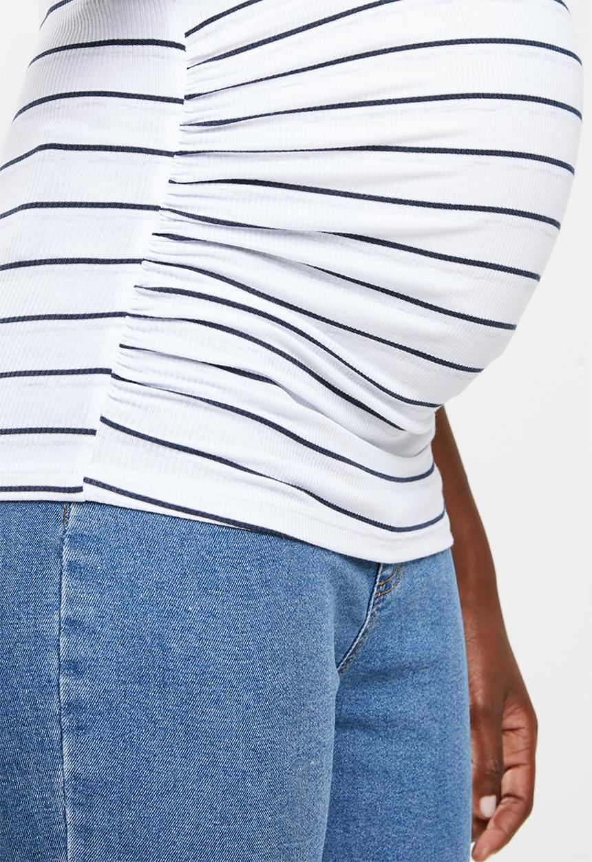 Cotton On - Maternity wrap front short sleeve top - black & white