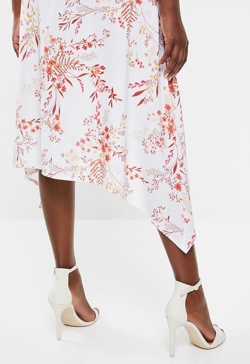 edit - Belted fit and flare dress - multi