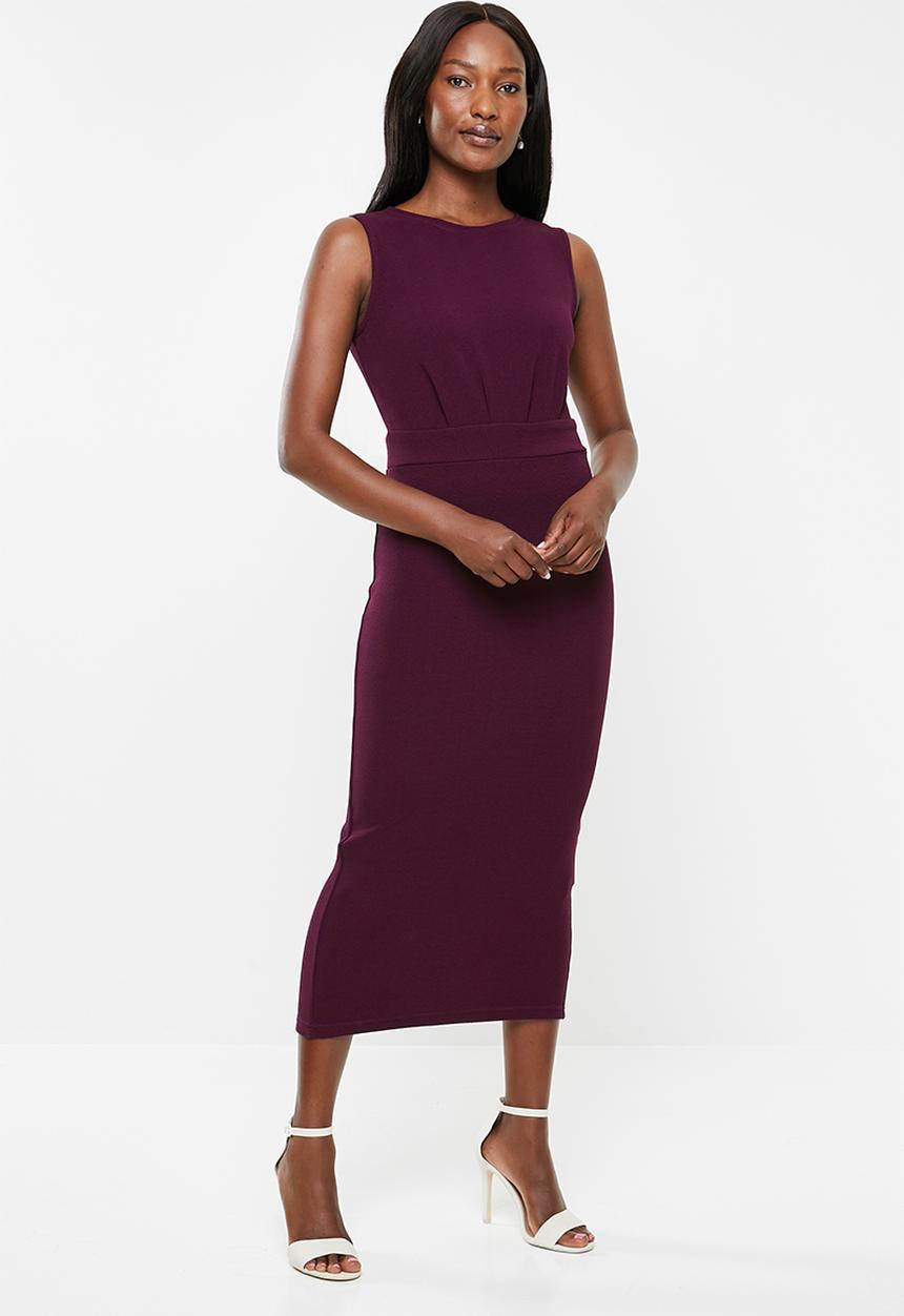 edit - Sleeveless dress with pleats - purple