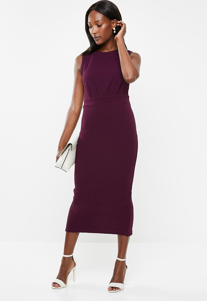 edit - Sleeveless dress with pleats - purple