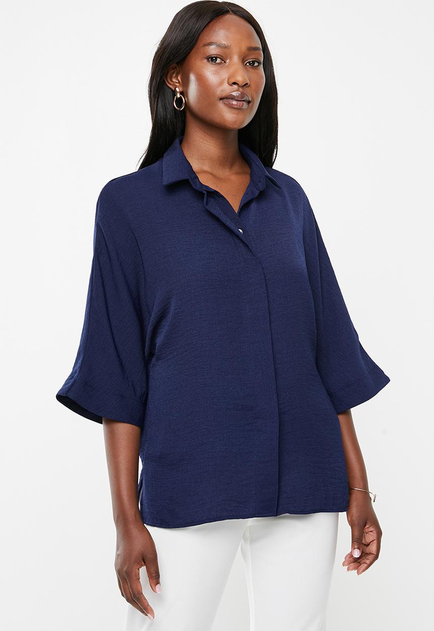 edit - Grown on sleeve shirt - navy