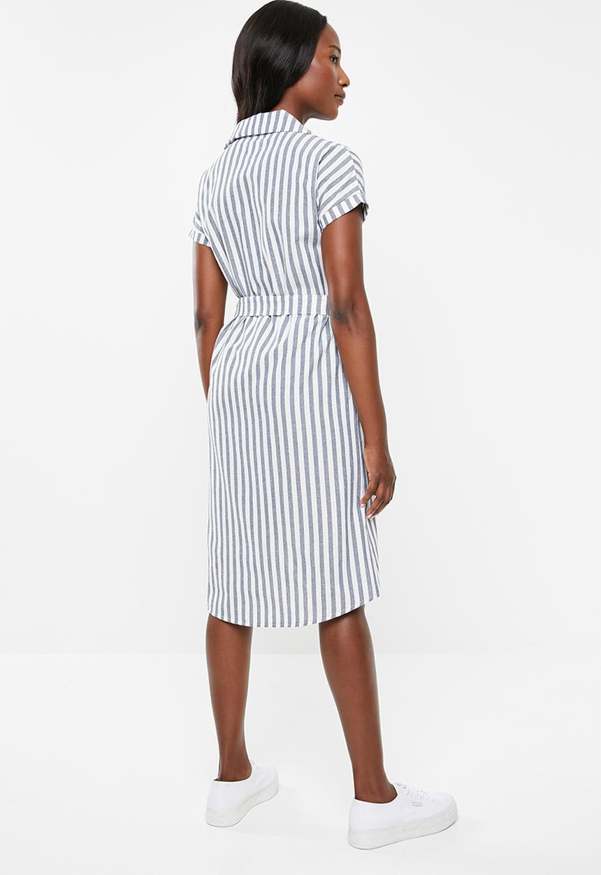 edit - Linen shirt dress - white & blue