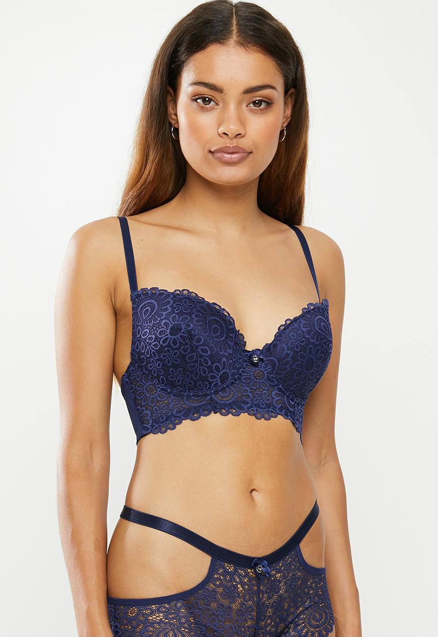 SISSY BOY - All over lace line line tshirt bra - navy