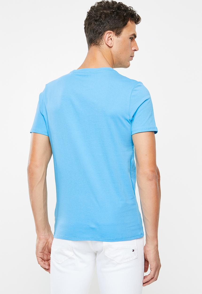GUESS - Flock logo crew neck tee - blue