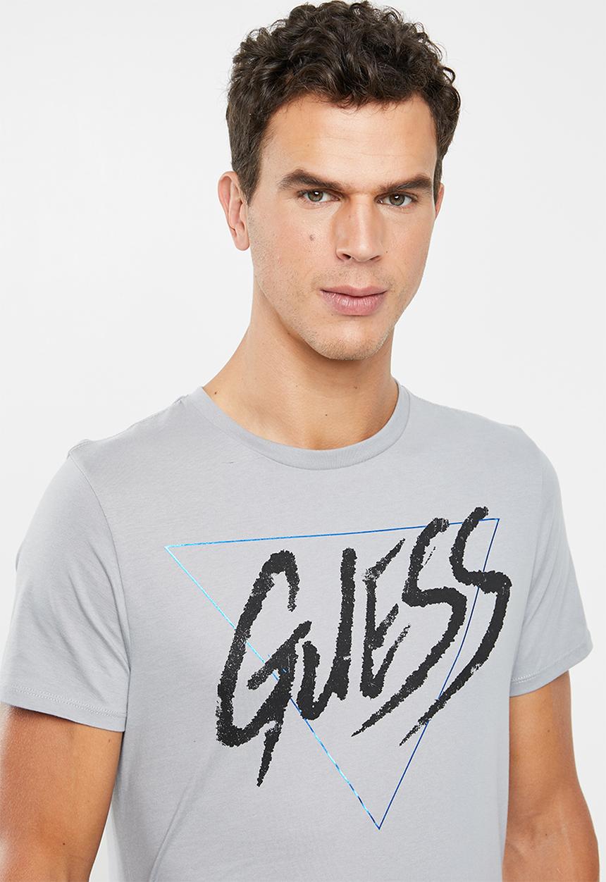 GUESS - Punk rock logo crew neck tee - grey