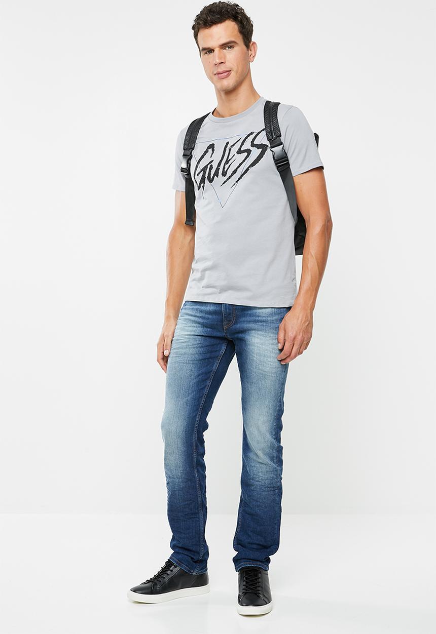 GUESS - Punk rock logo crew neck tee - grey