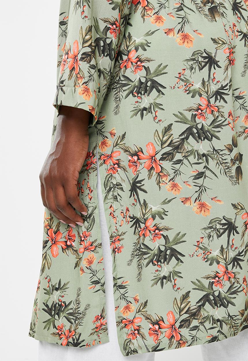 edit - Long kimono - green