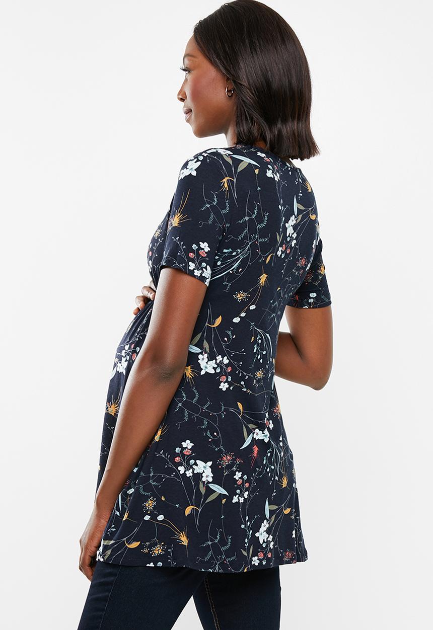 Cherry Melon - Maternity Underbust smock detail top - multi