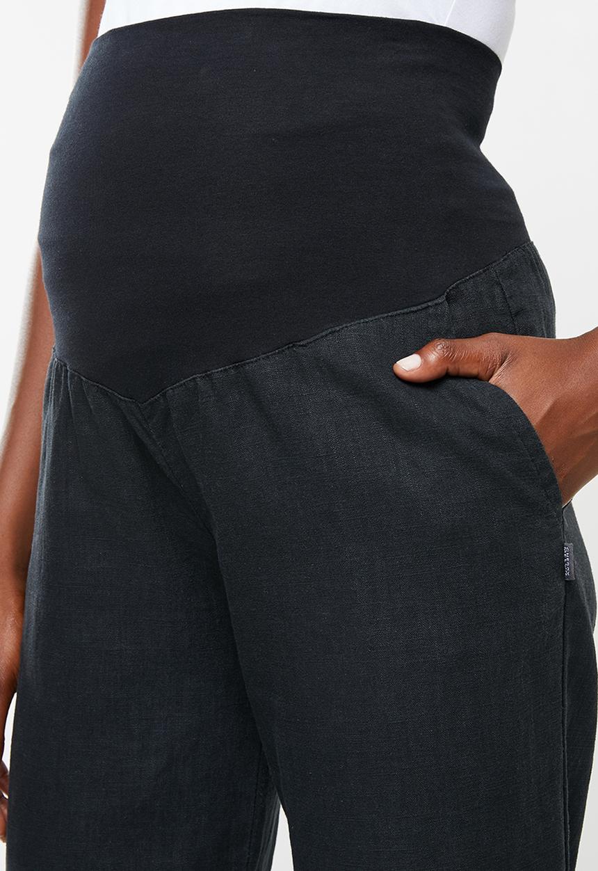 Cherry Melon - Maternity Linen pants - black
