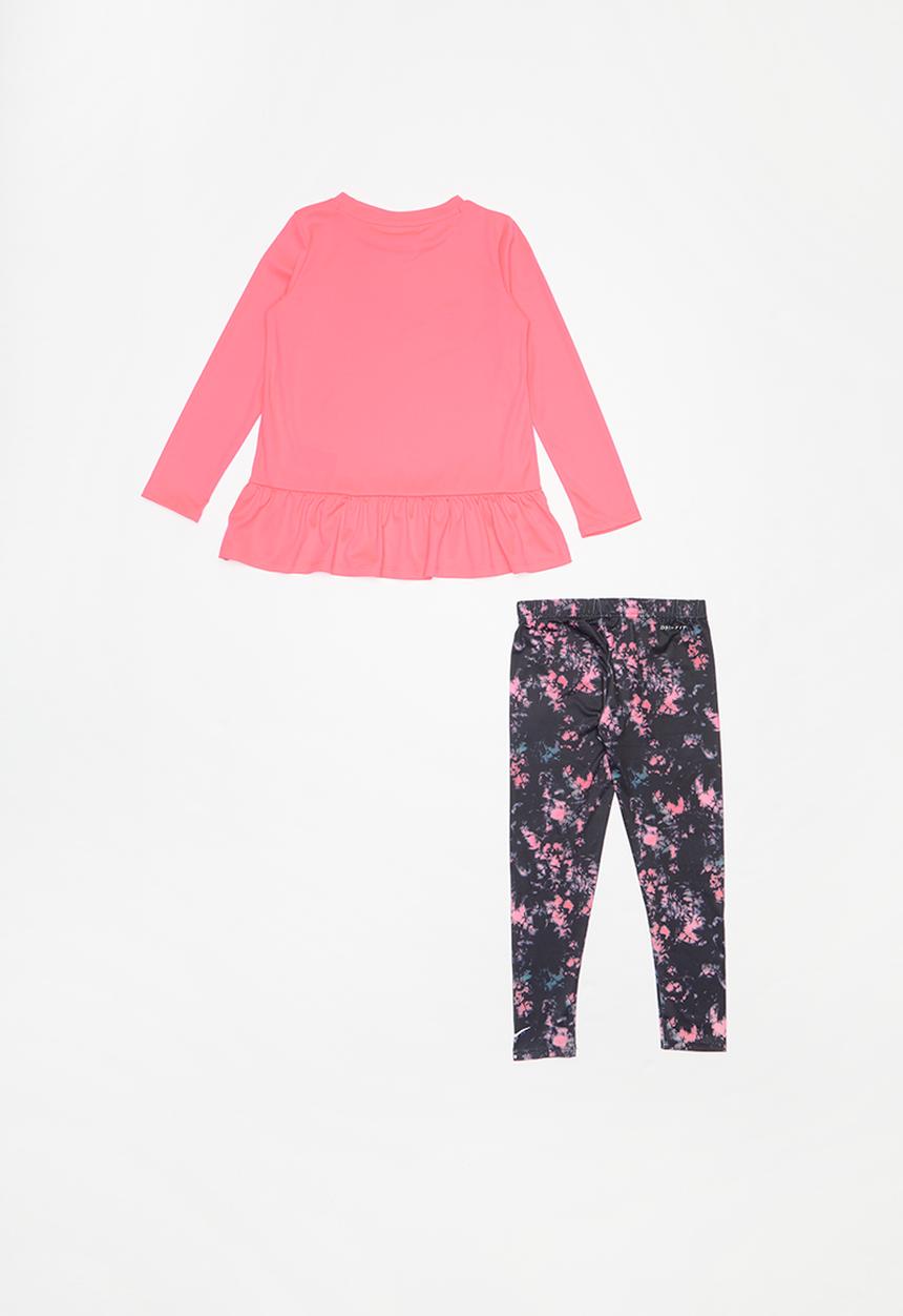 Nike - Nike girls peplum tunic & legging set - pink & black 