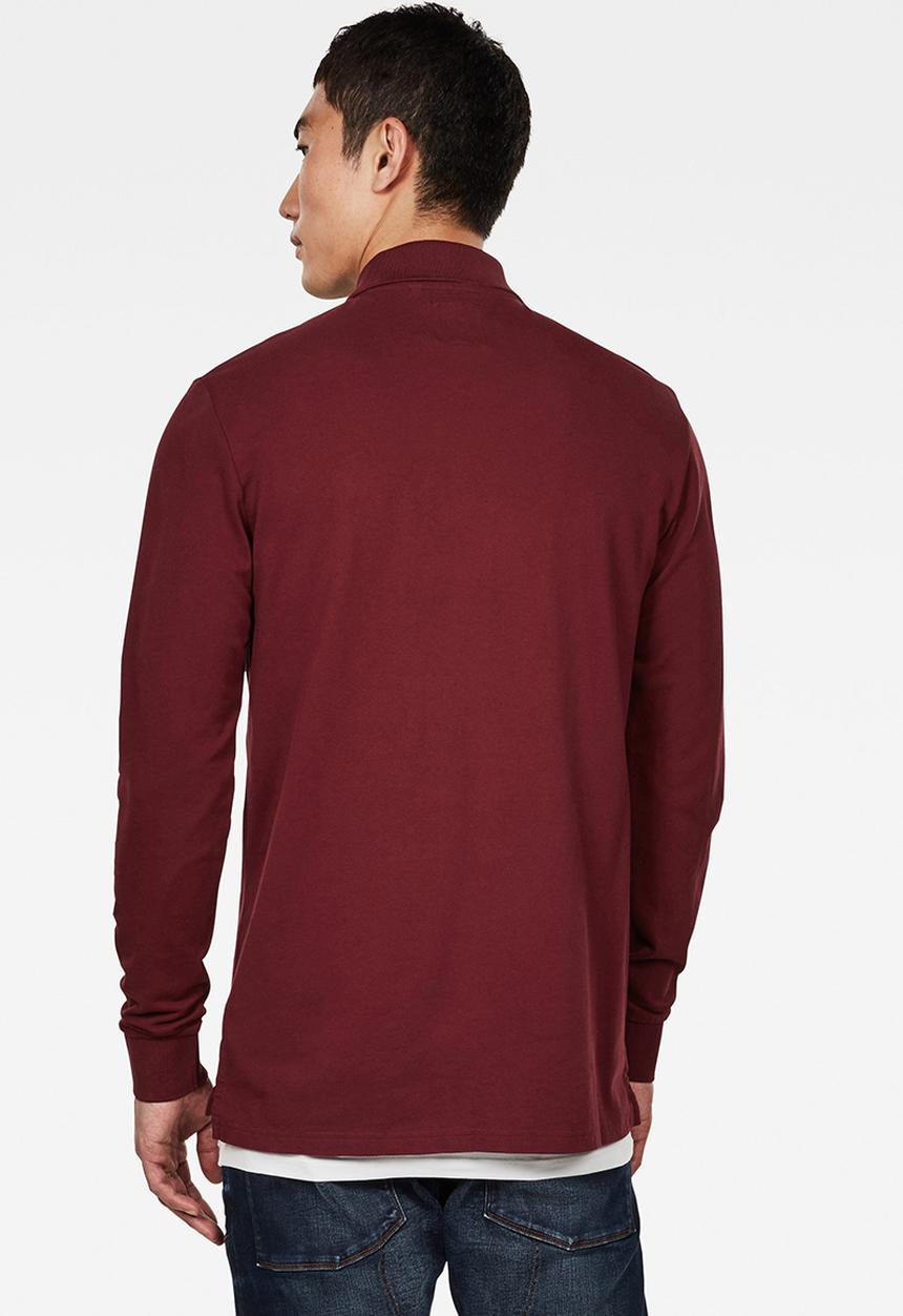 G-STAR - Core long sleeve polo - burgundy