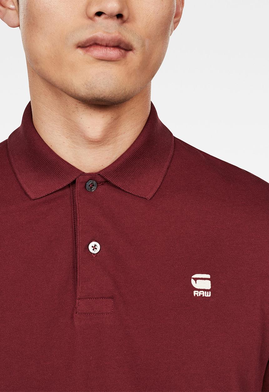G-STAR - Core long sleeve polo - burgundy