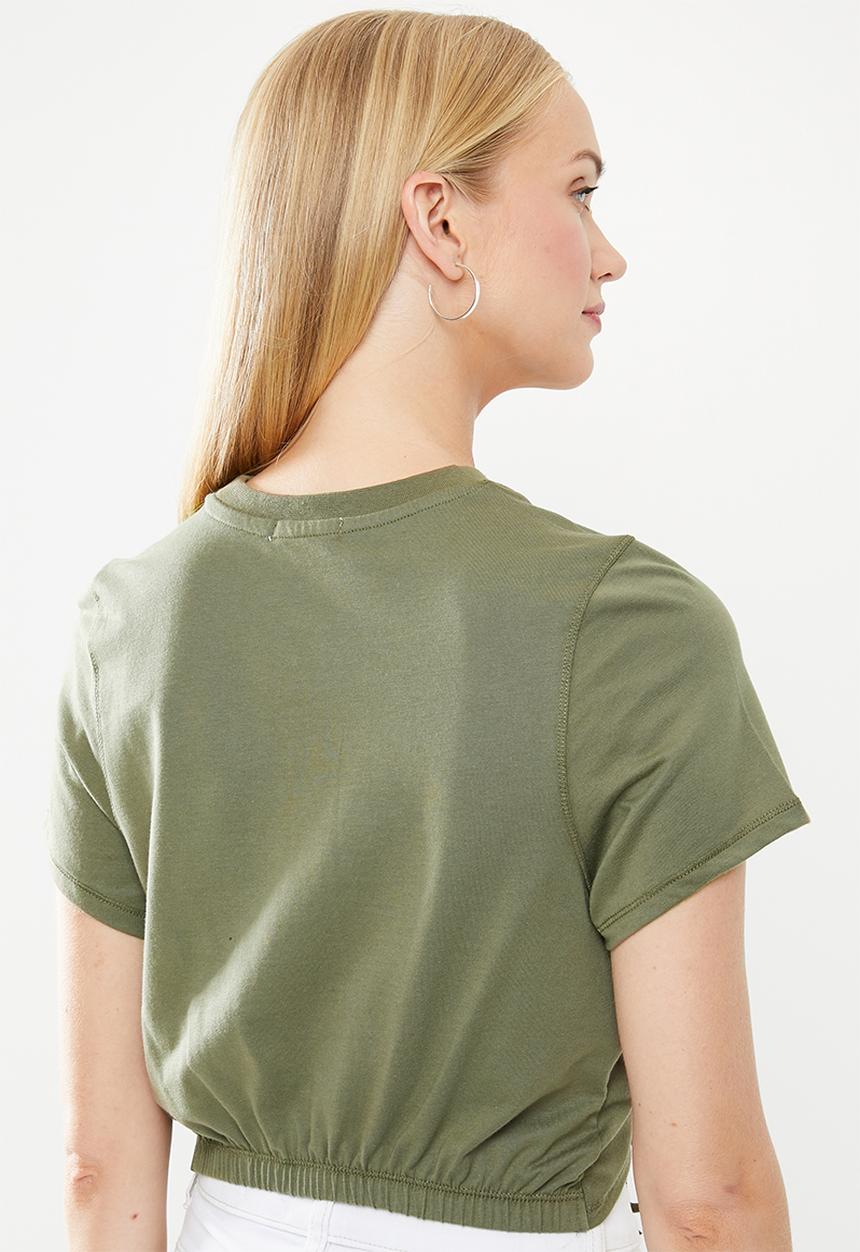 Cotton On - Franklin keyhole tie front short sleeve top - olive