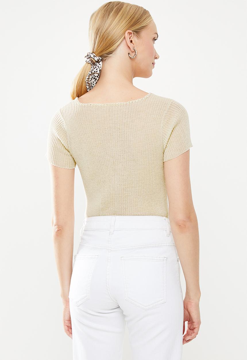 STYLE REPUBLIC - Cap sleeve rib pull over - ecru