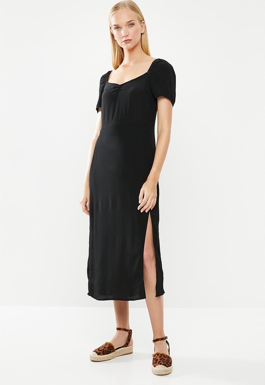 Cotton On - Woven faye split midi dress - black