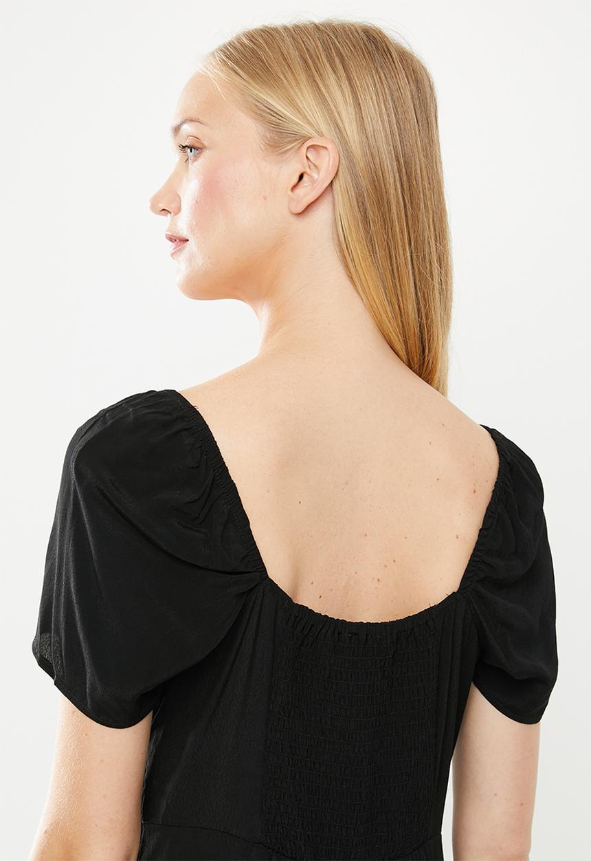 Cotton On - Woven faye split midi dress - black