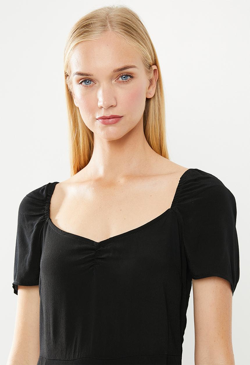 Cotton On - Woven faye split midi dress - black