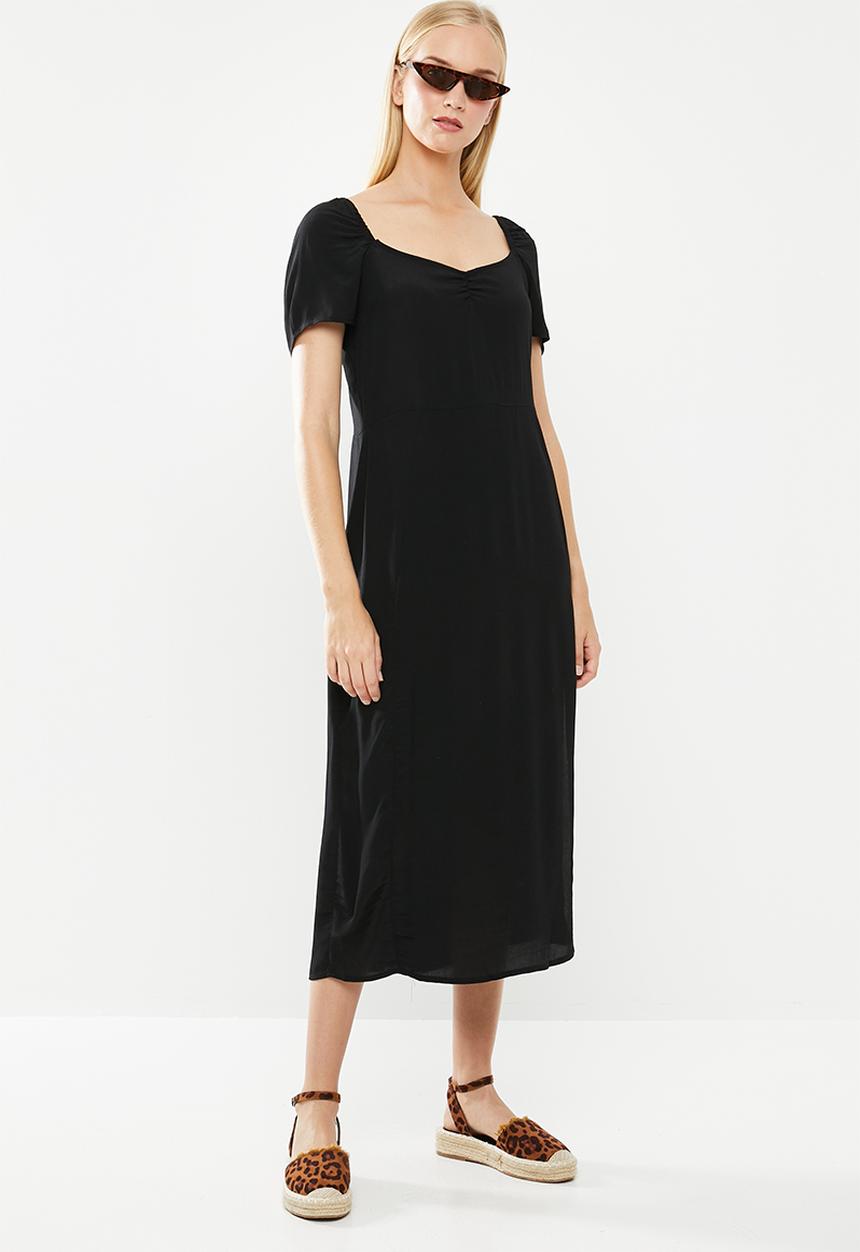 Cotton On - Woven faye split midi dress - black