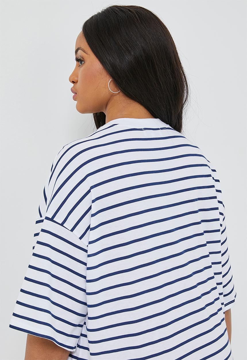 Superbalist - T-shirt dress (plus) - blue & white stripe