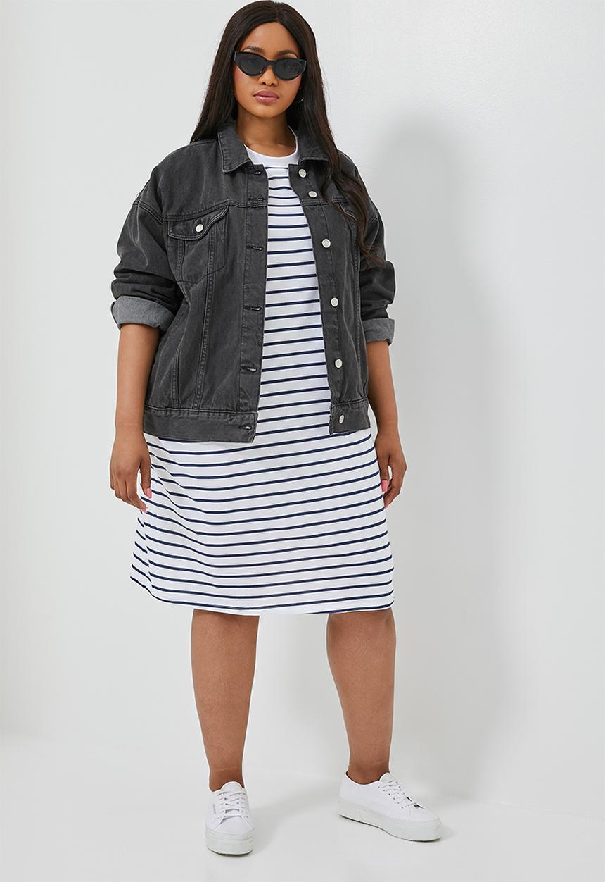 Superbalist - T-shirt dress (plus) - blue & white stripe