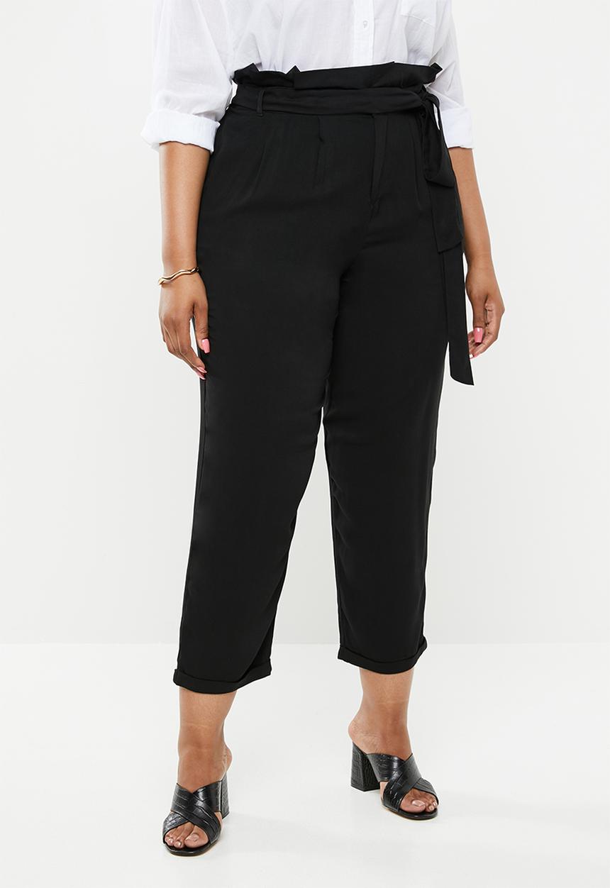 edit Plus - Belted paperbag pant - black1