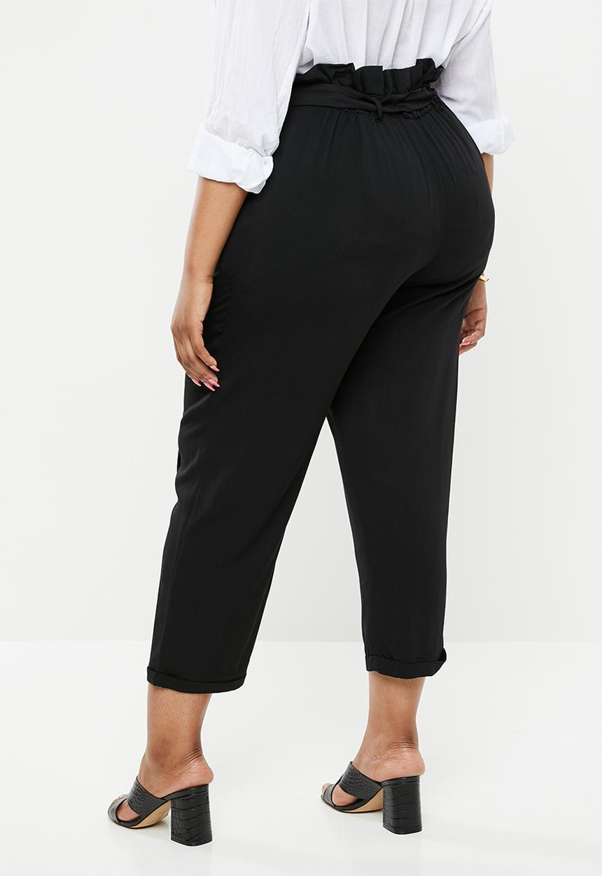 edit Plus - Belted paperbag pant - black1