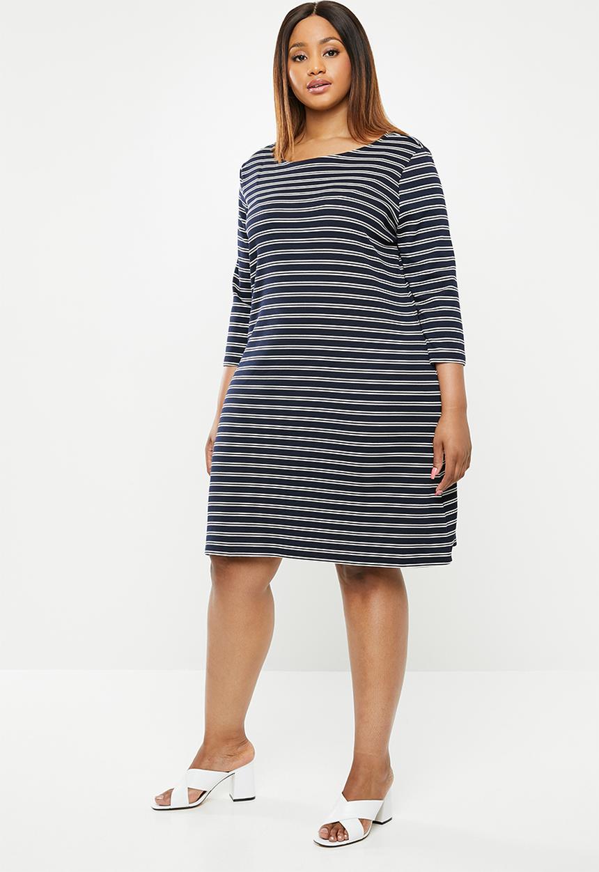 Carmakoma - Jennifer knee dress - navy & white 