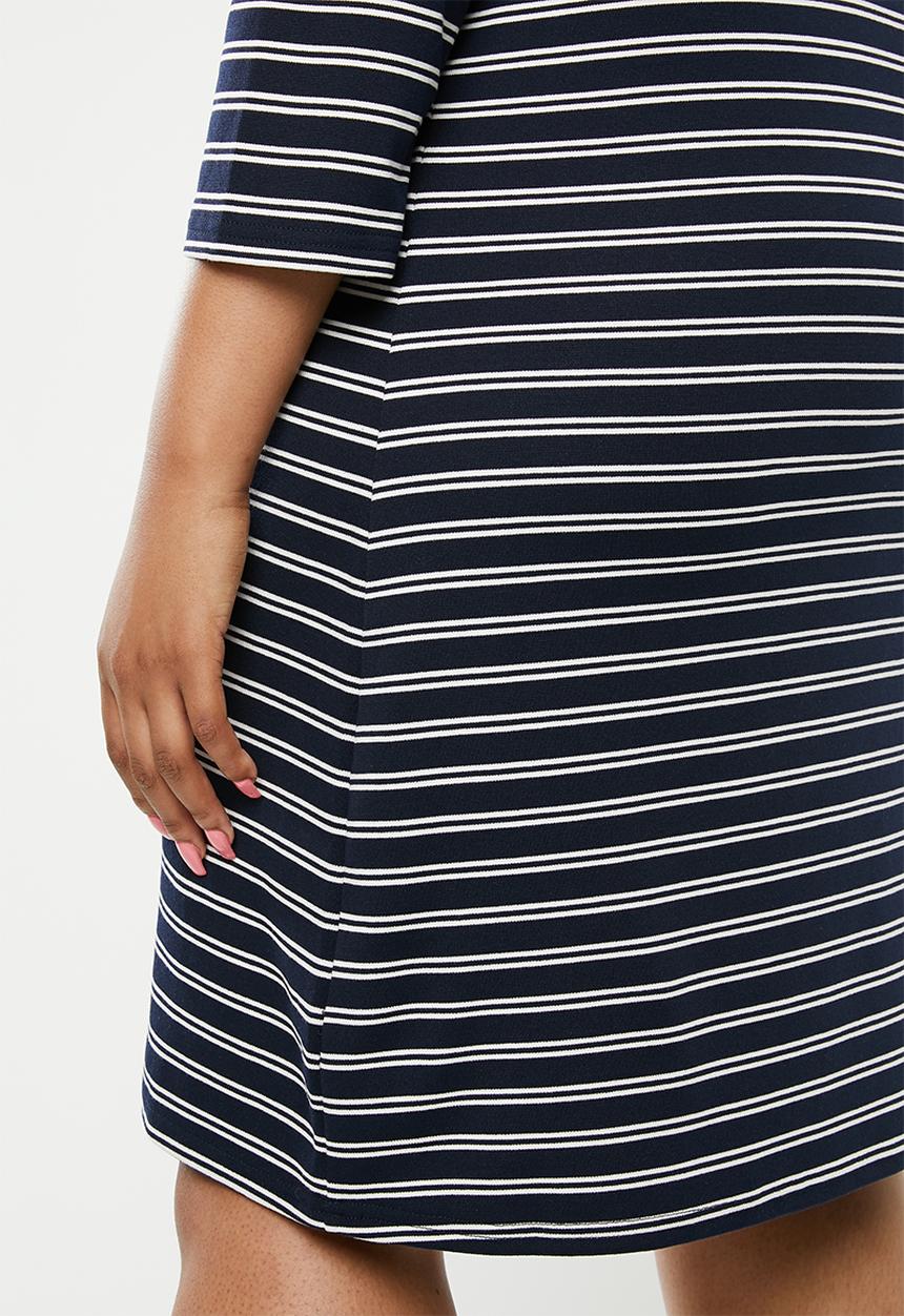 Carmakoma - Jennifer knee dress - navy & white 