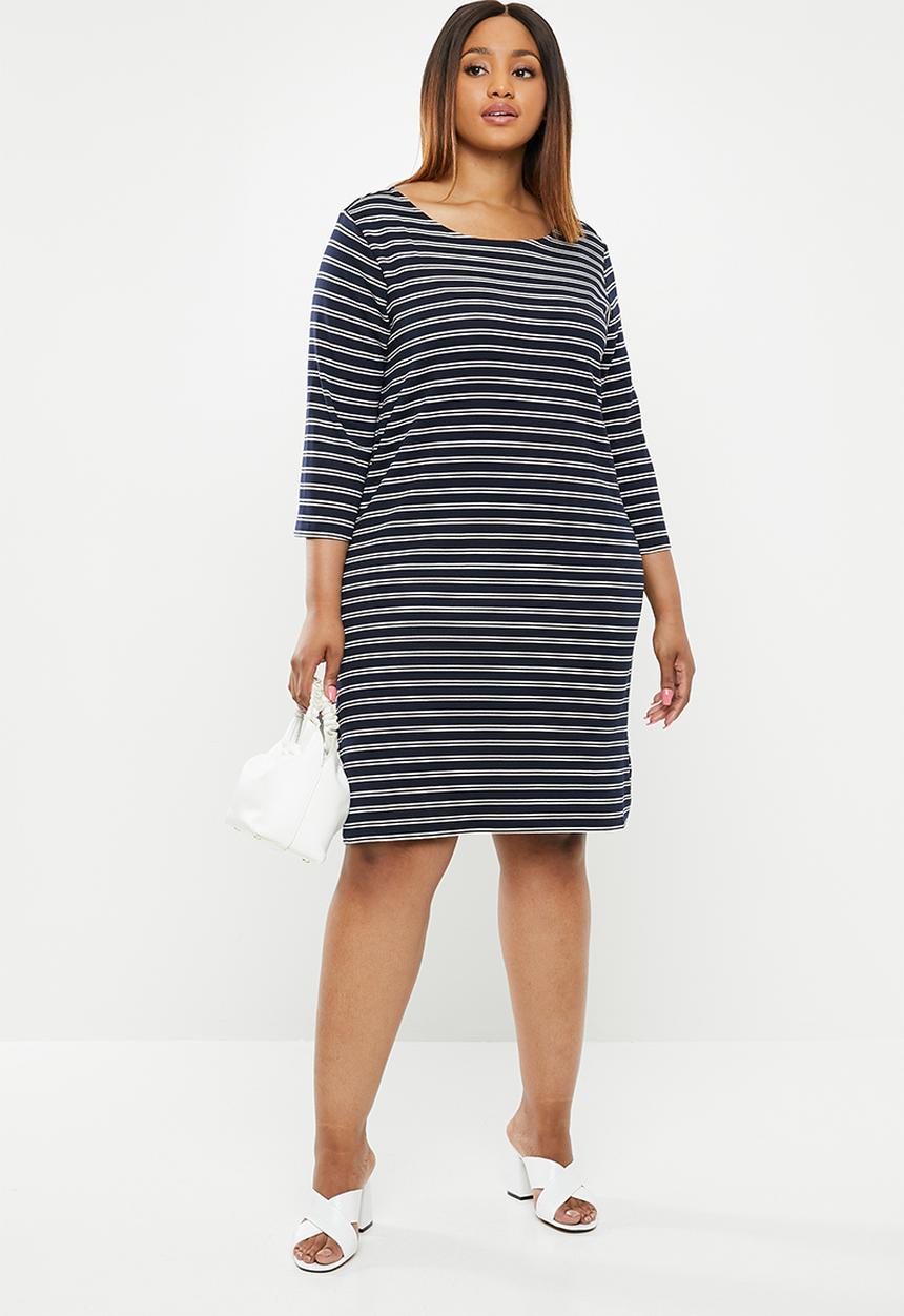 Carmakoma - Jennifer knee dress - navy & white 
