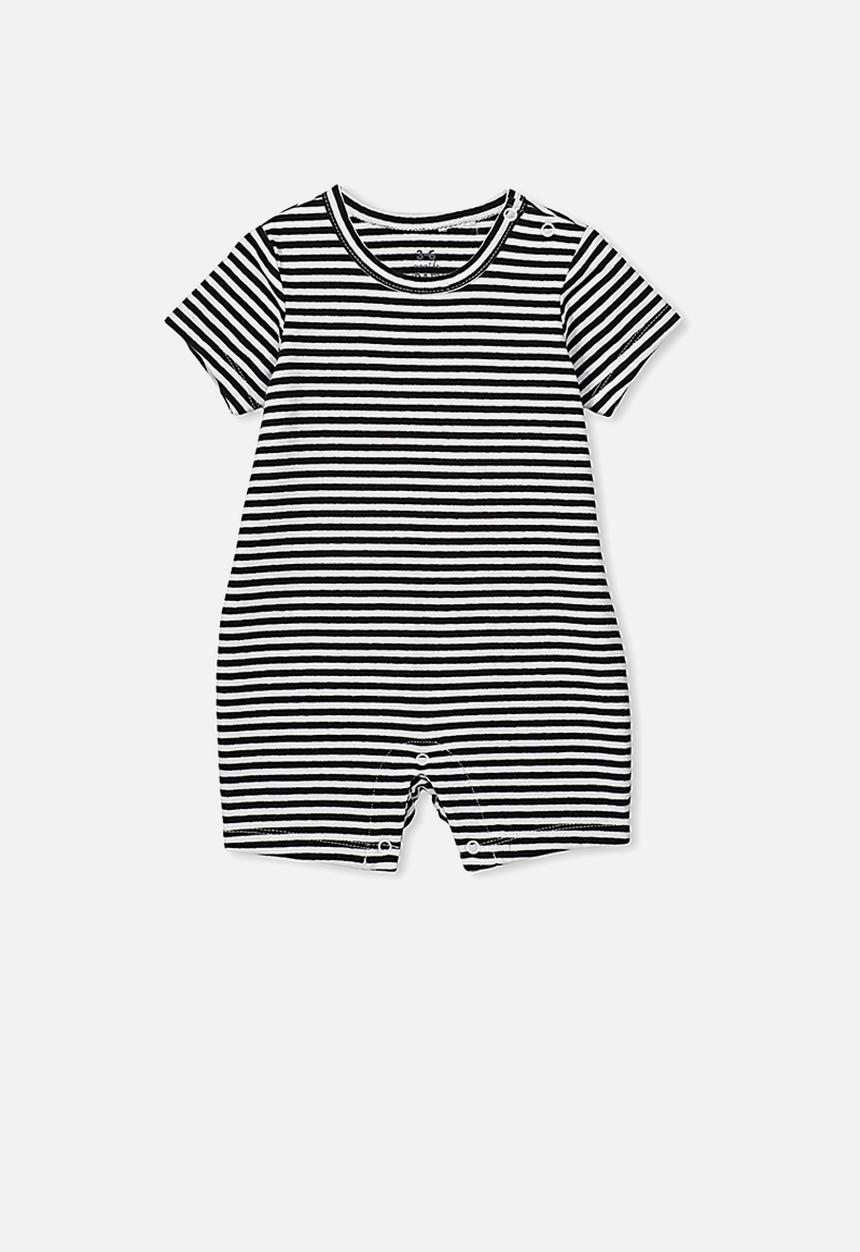 Cotton On - The short sleeve romper - black & white 