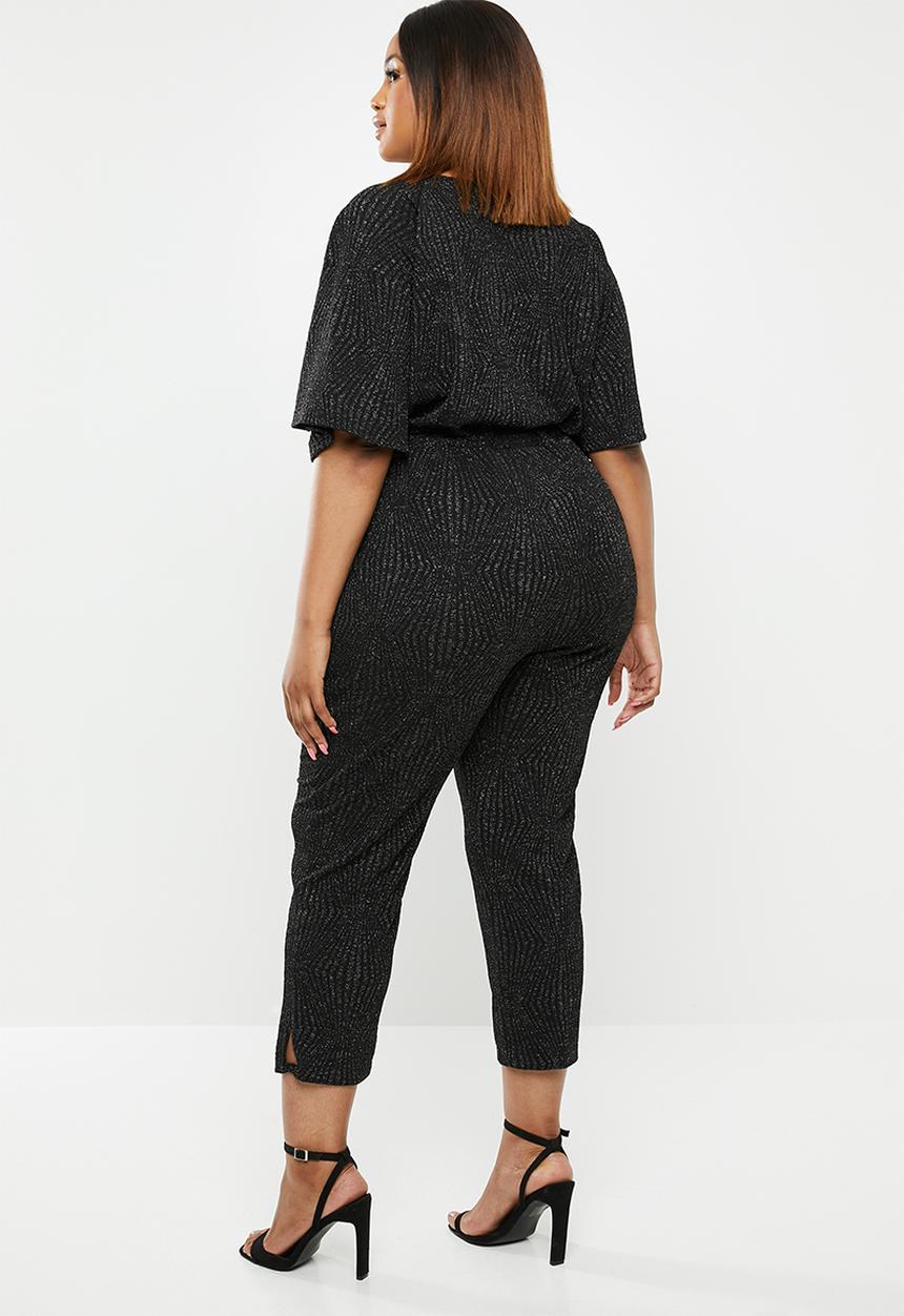 AMANDA LAIRD CHERRY - Crossover jumpsuit with flared sleeves - black