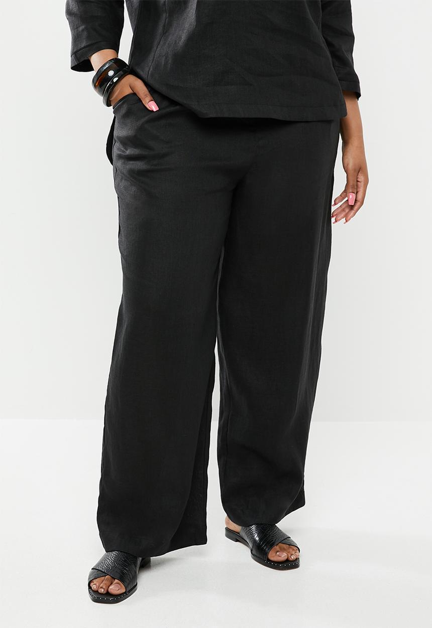 AMANDA LAIRD CHERRY - Plus size Nokuzola linen pants - black