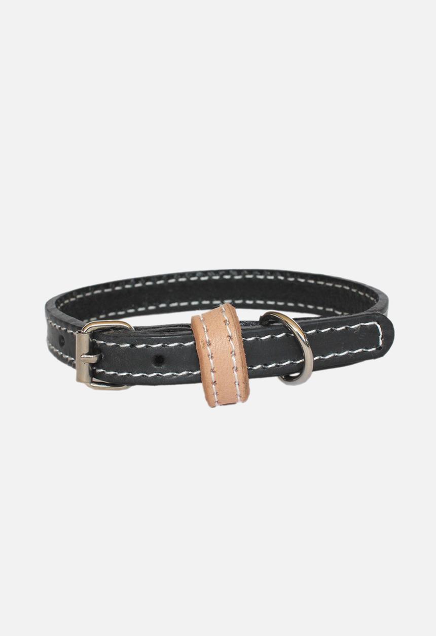 Benji & Moon - Leather dog collar - black/natural