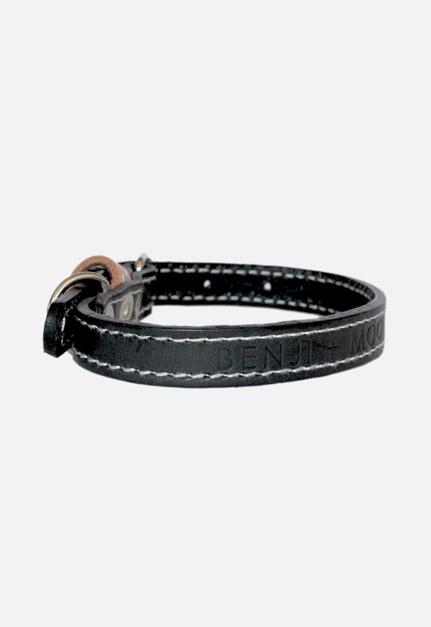 Benji & Moon - Leather dog collar - black/natural