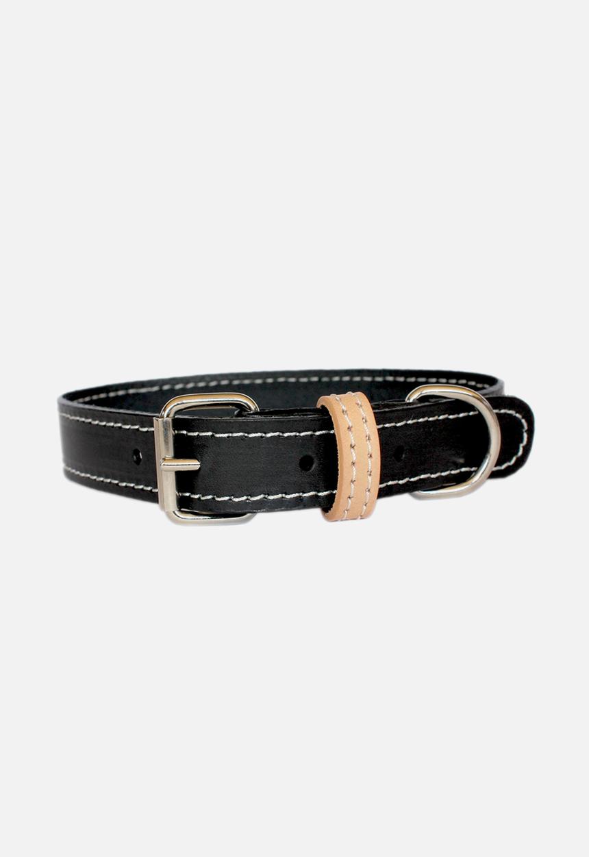 Benji & Moon - Leather dog collar - black/natural