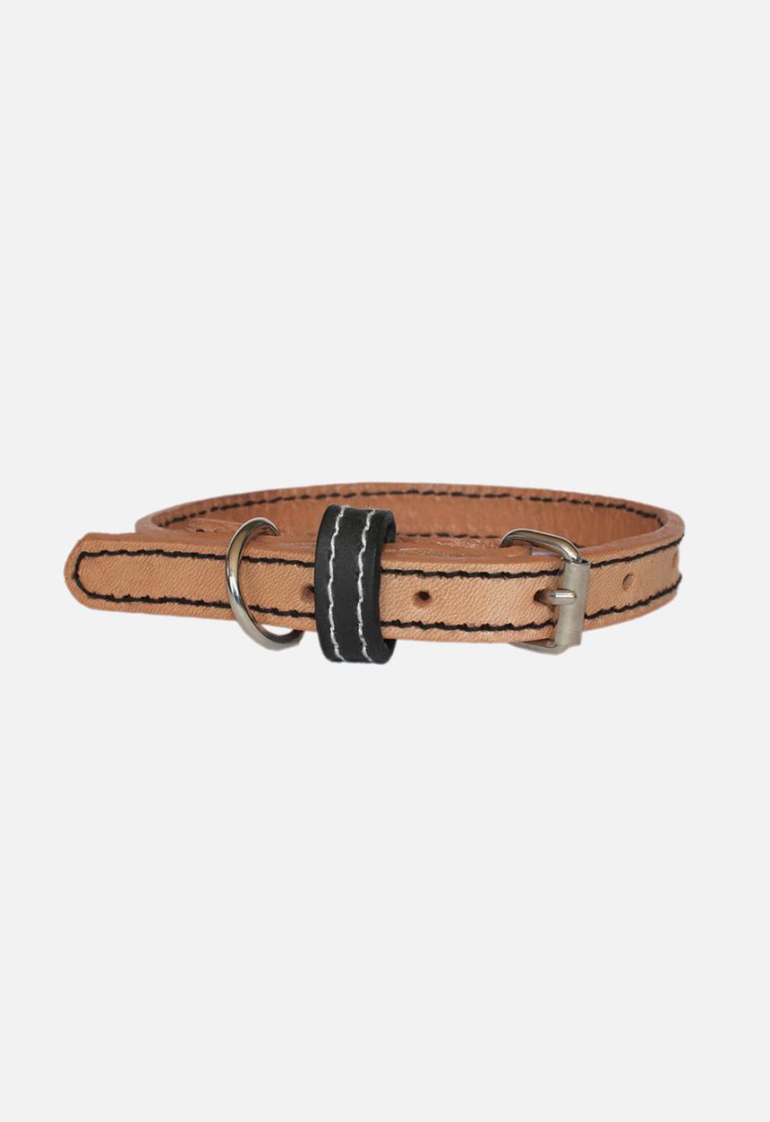Benji & Moon - Leather dog collar - natural/black