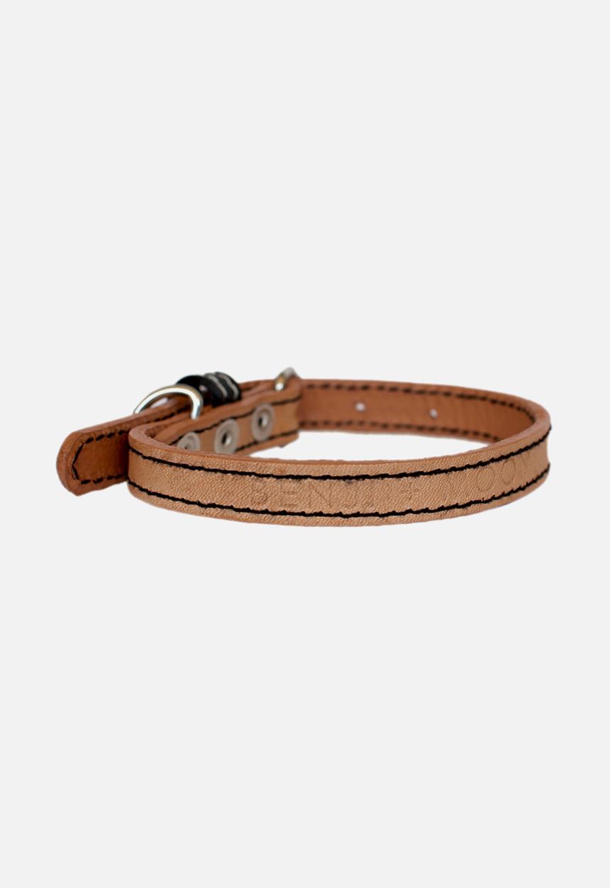 Benji & Moon - Leather dog collar - natural/black