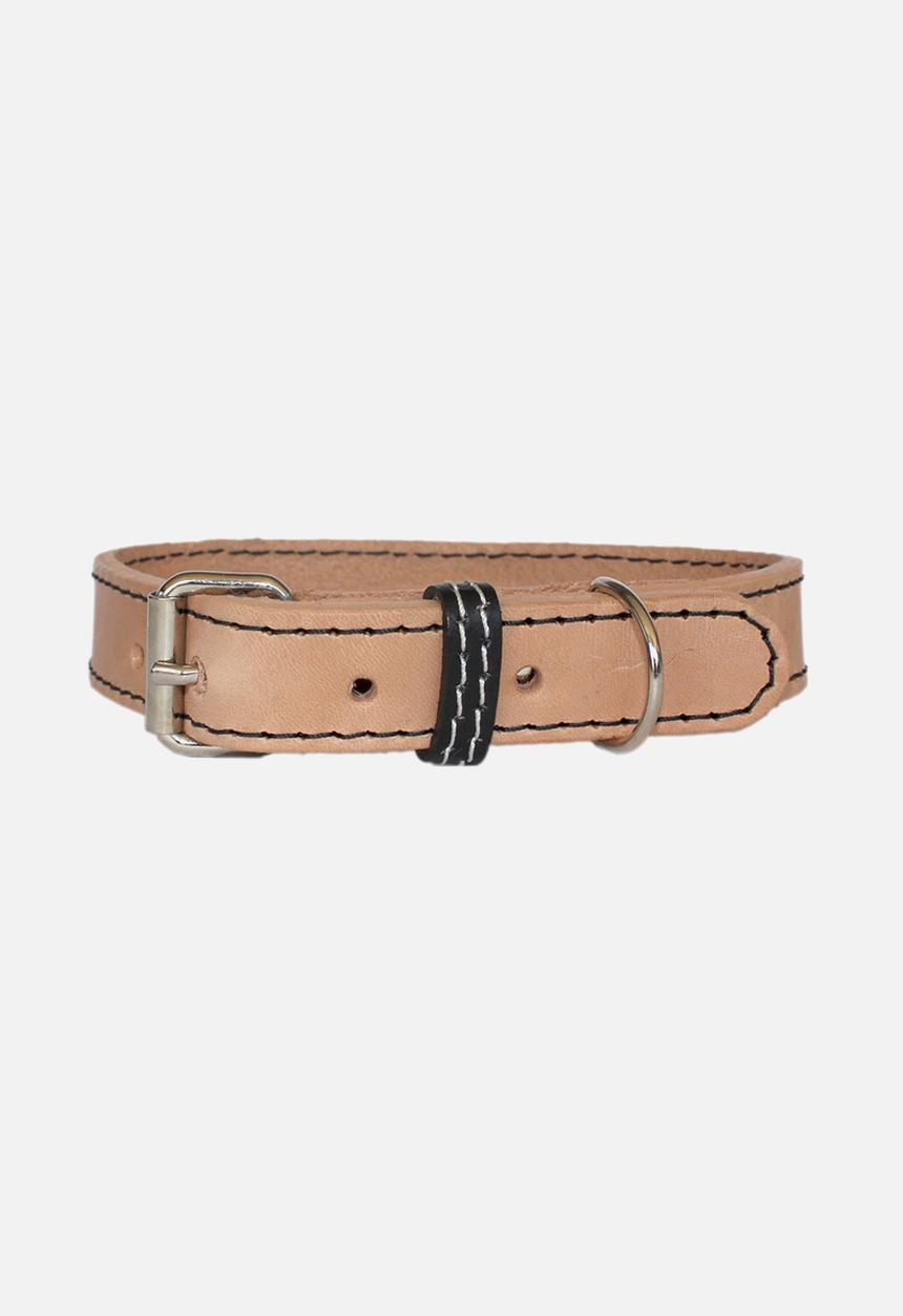 Benji & Moon - Leather dog collar - natural/black