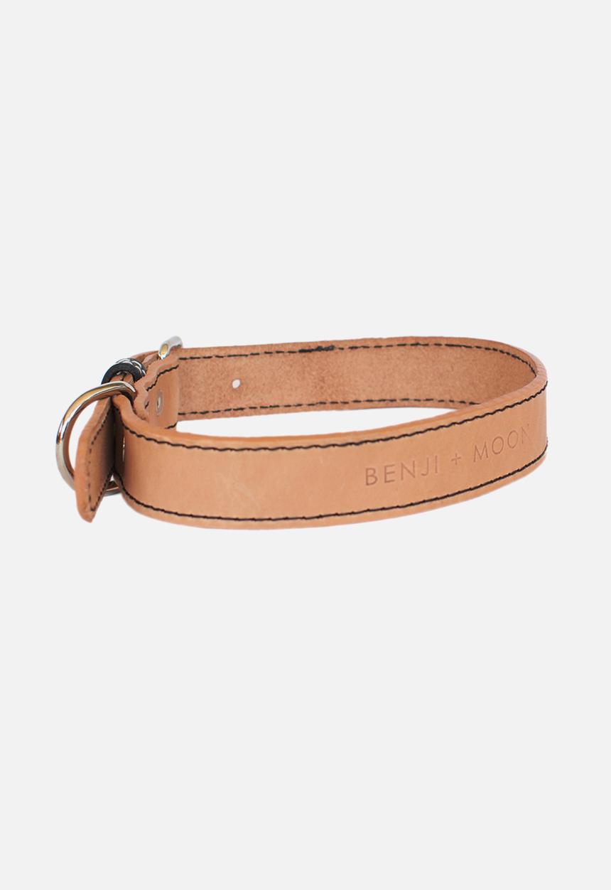 Benji & Moon - Leather dog collar - natural/black
