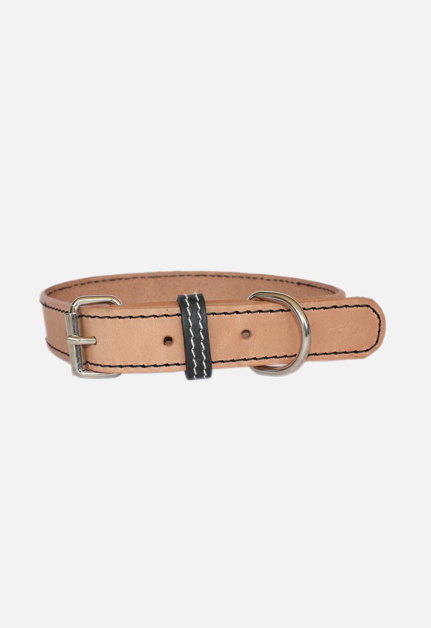 Benji & Moon - Leather dog collar - natural/black