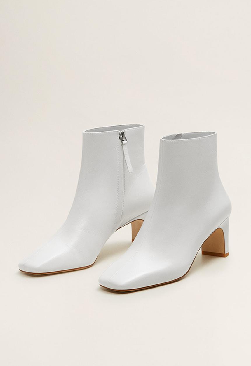 MANGO - Marcus leather ankle boot - white