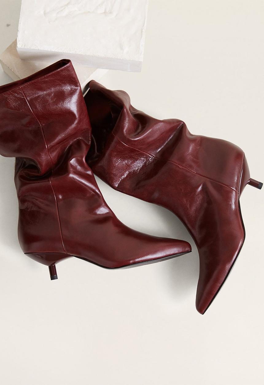 MANGO - Sweet leather boot - burgundy 