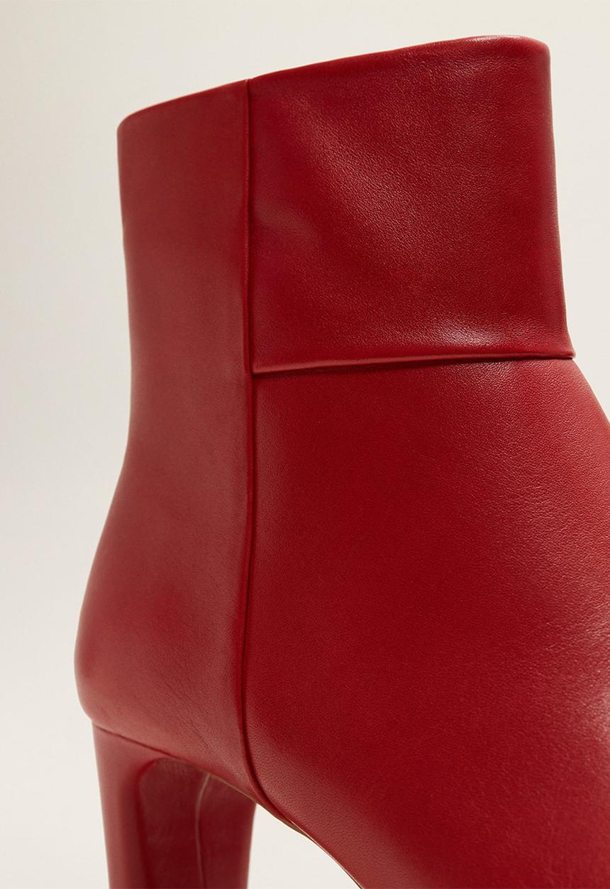 MANGO - Isabel leather ankle boot - red
