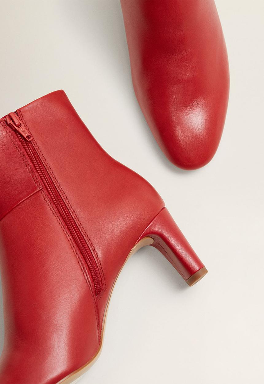 MANGO - Isabel leather ankle boot - red