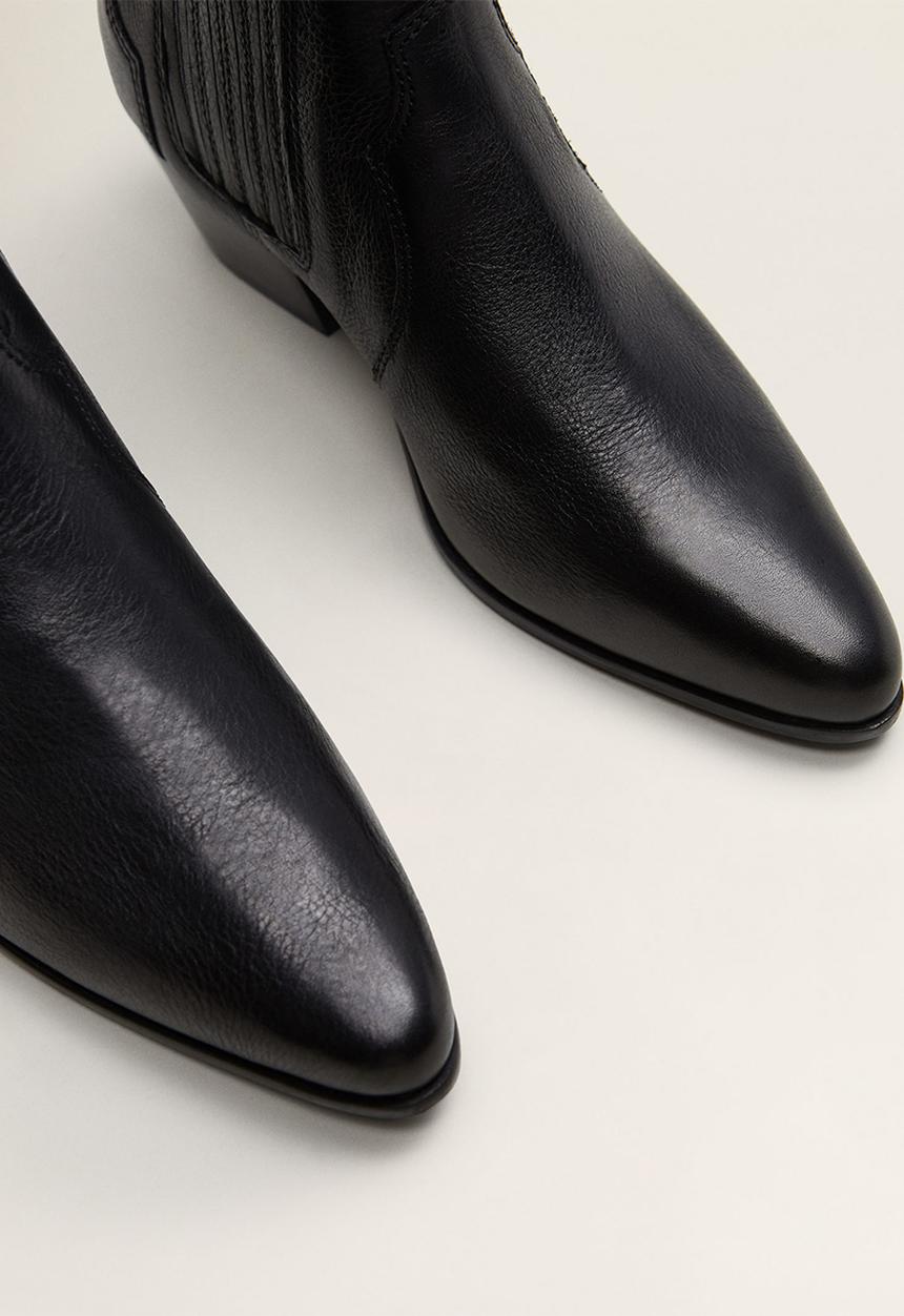 MANGO - Hannover leather ankle boot - black