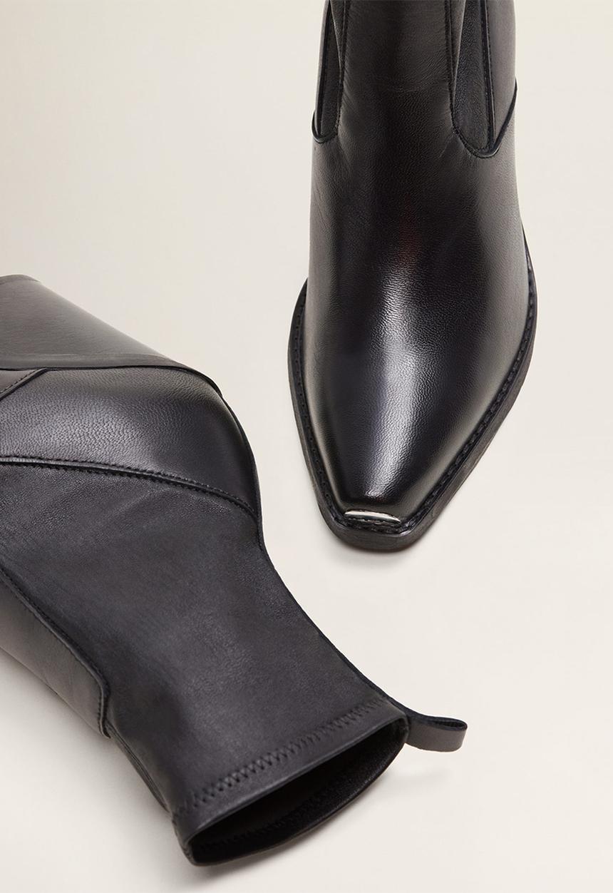 MANGO - Tierra leather ankle boot - black