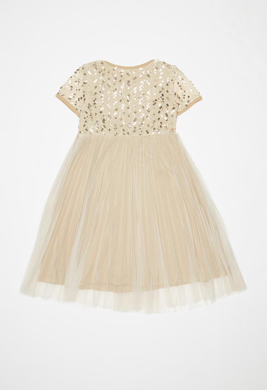 Pop Candy - Embroidered sequin combo dress - gold