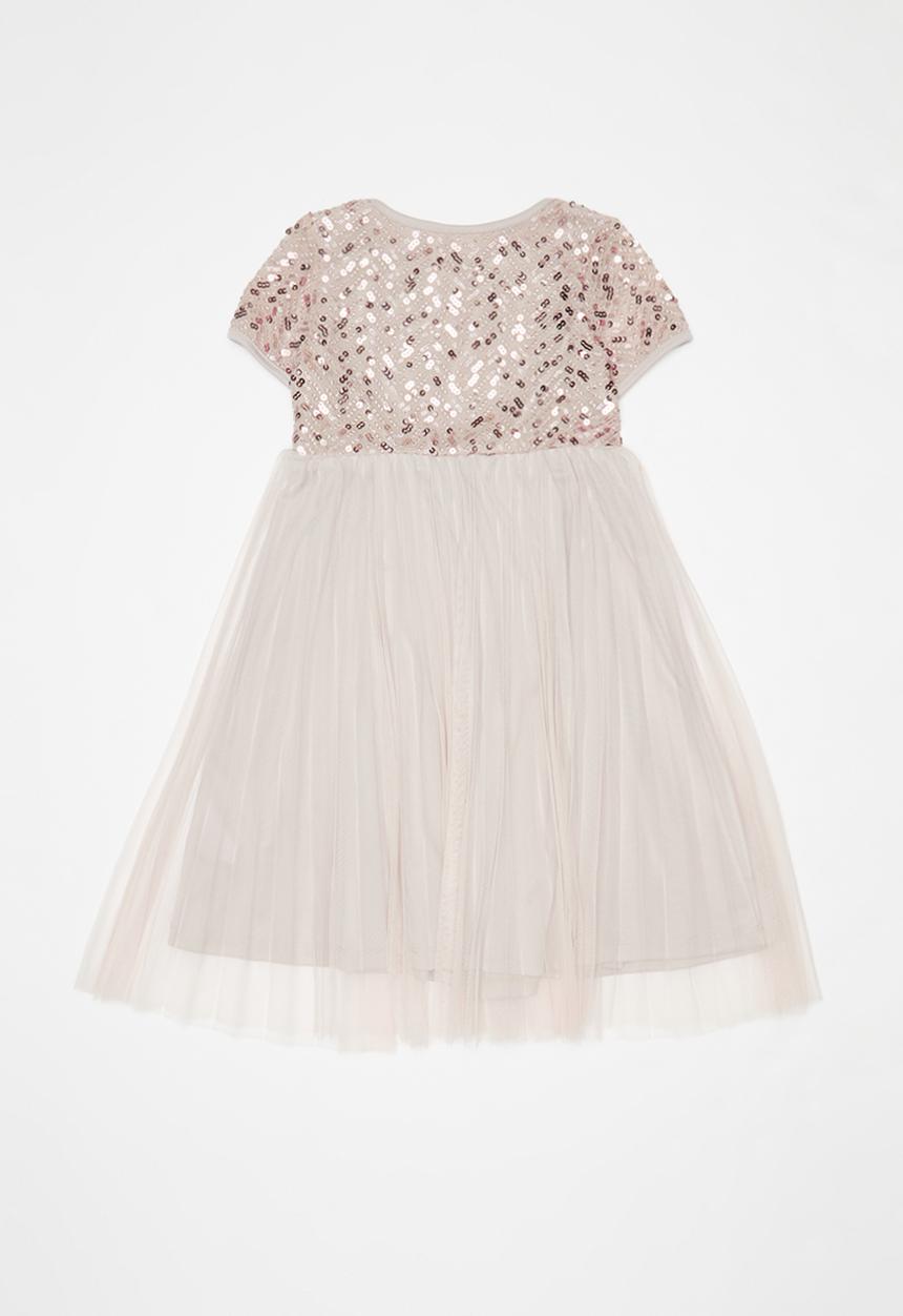 Pop Candy - Embroidered sequin combo dress - dusty pink