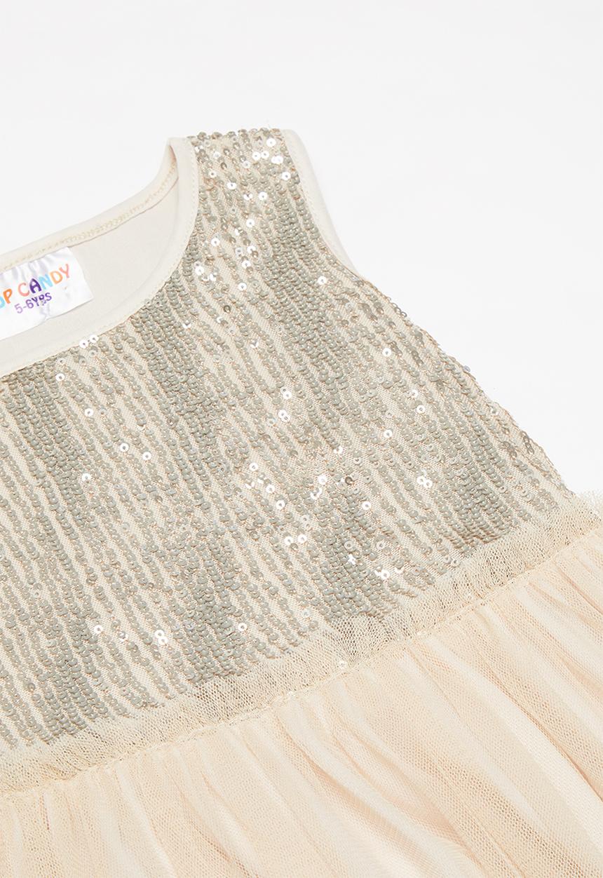 Pop Candy - Sequin combo party dress - champagne