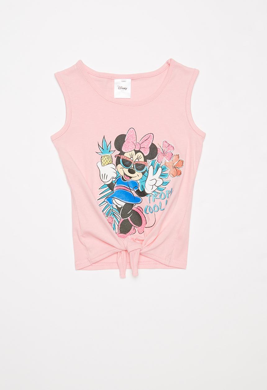 Pop Candy - Girls tie front Minnie Mouse tee - pink